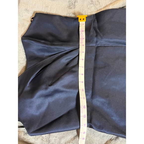 NWOT‎ Alfred Sung SZ 6 Midnight Navy Blue Dress One Shoulder Satin Trumpet Gown - Picture 7 of 9